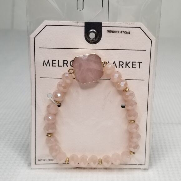 Melrose and Market Jewelry - Melrose and Market Genuine Stone Pink & Gold Bracelet Nickel Free